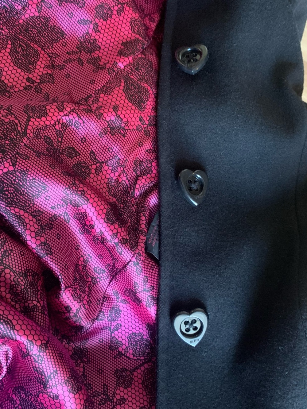 Betsey Johnson Black Button-Front Wool Coat
